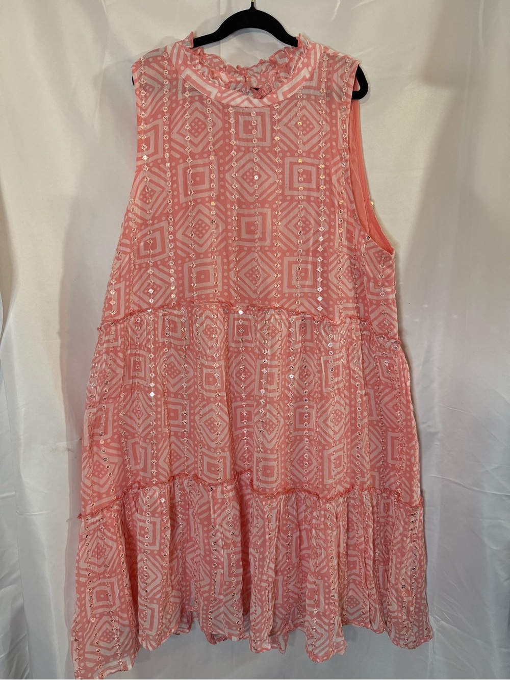 Oliphant NWT Ruffle Sequin Mini Dress In Bali Pink - Size XXL - Retail $368